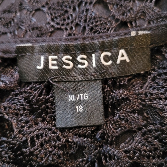 JESSICA Midi Little Black Dress, Lined With A Cut-Out Lace Overlay, Size XL (18) - Picture 9 of 13